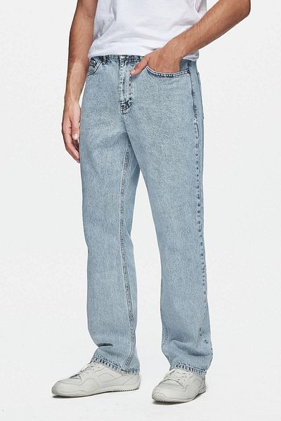 UCLA Benito Light Blue Denim Embroidered Baggy Fit Men's Trousers