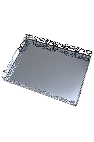 Canba صينية مستطيلة كروم مقاس 40 سم