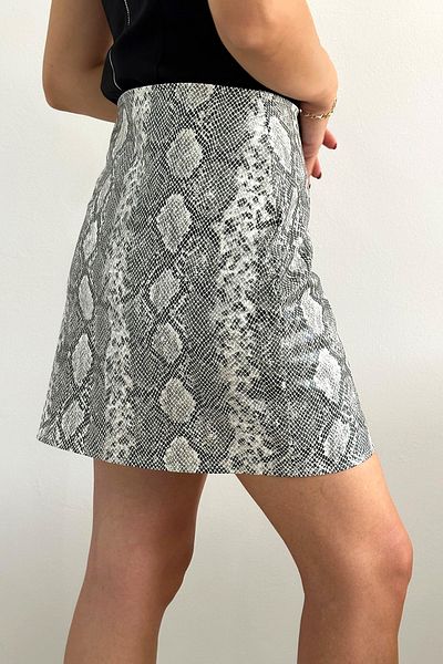 SWARIUS Mini Skirt - White Women's Garment with Pattern and Slit