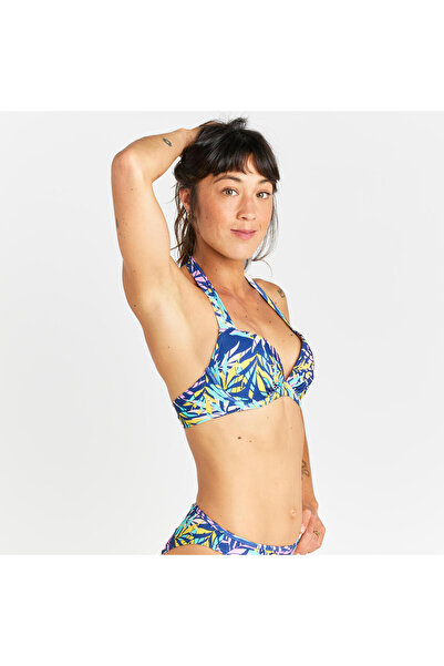 Decathlon Olaian Kadın Push Up Bikini Üstü - Mavi - Palmiye Desenli - ELENA