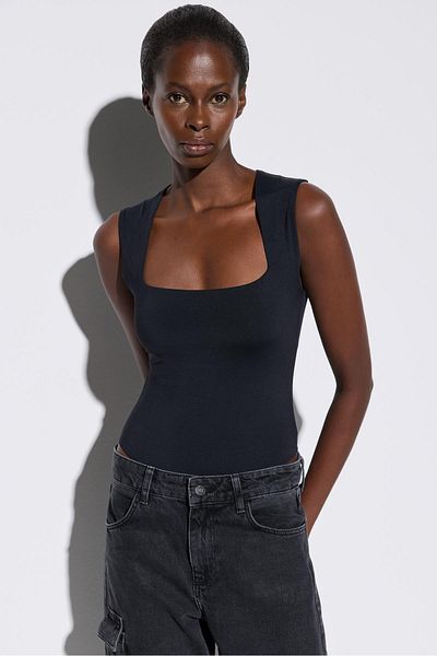 No Matter What Stretch Square Collar Body Shaping Body