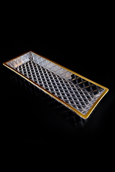 Digithome 39.5 cm Gold Glass Serving and Presentation Plate - St.Kfs.700 C1-1-288