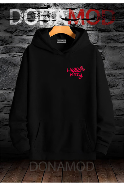 donamod Φούτερ Hello Kitty Black Hooded Pink Friend Sister - Δώρο με κορδέλα ...