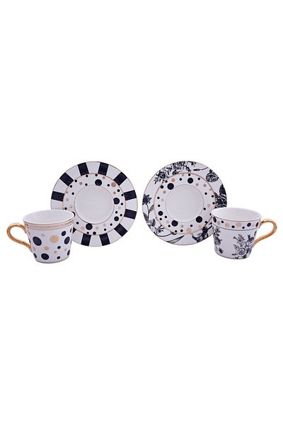 Lucky Art Milana Bone Set of 6 Coffee Cups