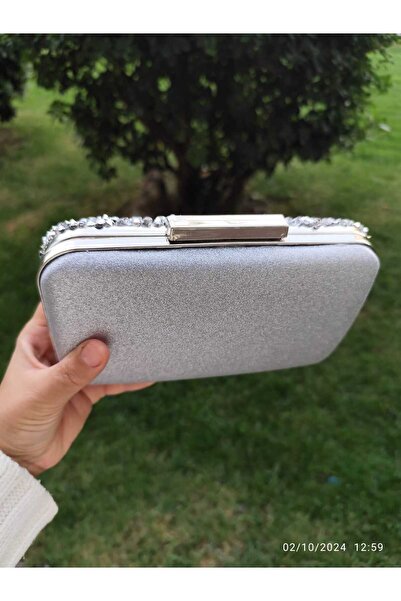 lowell home Νέο μοντέλο μεγάλη πέτρινη ασημένια βραδινή τσάντα