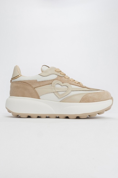 LuviShoes Γυναικεία αθλητικά παπούτσια BELMON Beige Suede