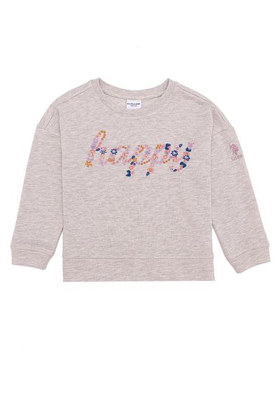 U.S. Polo Assn. Children's Beige Melange Crew Neck Sweatshirt