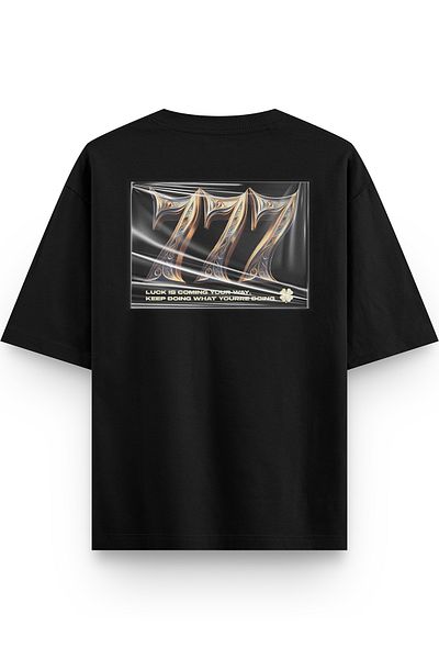 Overoz Unisex Μαύρο μπλουζάκι Oversize - 777 Πίσω εμπριμέ, γραπτό T-shirt 1211