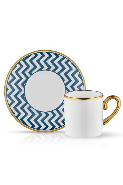 Koleksiyon1 6-Piece Zigzag Anthracite Eva Turkish Coffee Collection - St