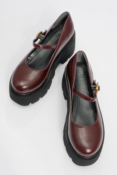 LuviShoes Linley Burgundy Skin Women's Thick Soled Casual Shoes