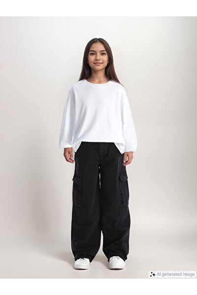 LC Waikiki Black Girl's Trousers with Adjustable Waist Elastic