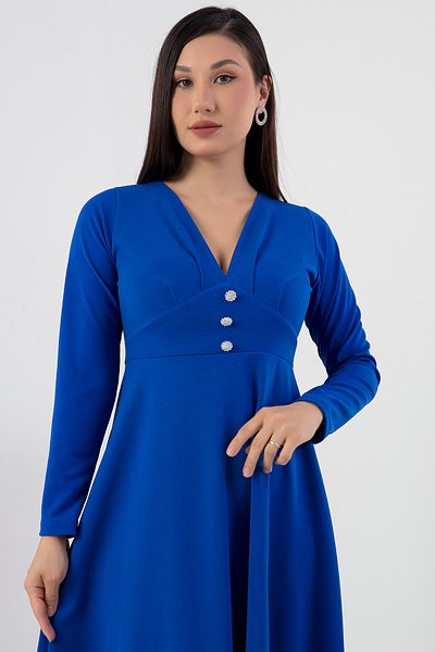 PULLIMM Rochie evazată cu nasturi în față cu decolteu în V 2024-2159