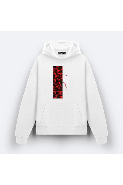 ZOKAWEAR Bape Shark Red Camouflage Design Printed Hooded Sweatshirt