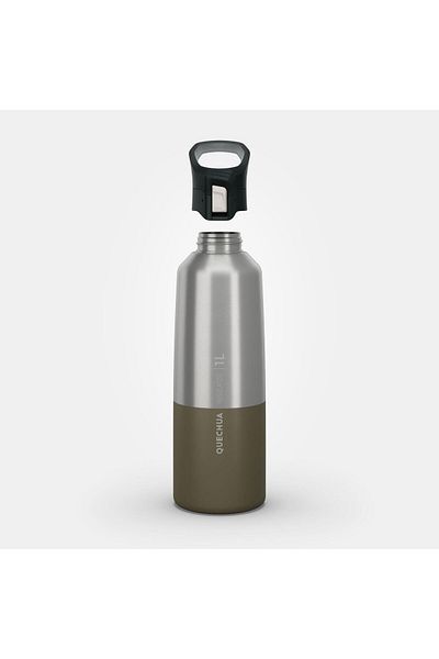 Decathlon Outdoor Stainless Steel Thermos - 1 L - Practical Cover - Khaki - 900