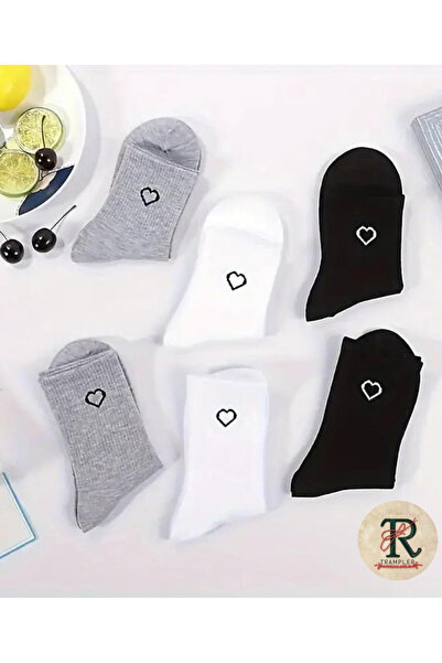 trampler Dámské 6 párové dlouhé tenisové ponožky s detailem srdce