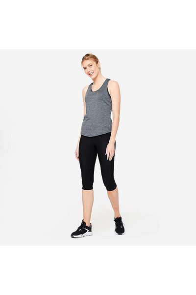 Decathlon Smoked Black Women's Short Fitness Leggings