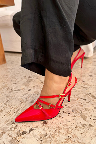 LAMİNTA Passion Kırmızı Şerit Detaylı Kadın Topuklu Ayakkabı