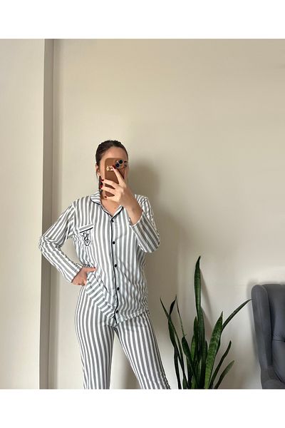 IŞILTI Set pijamale cu mâneci lungi în dungi