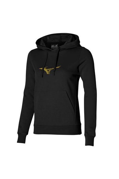 MIZUNO Дамски суитшърт с качулка и графичен дизайн, черен