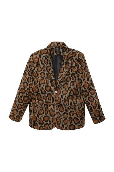 ZF BUTİK Leopard Print Kaschmir Blazer Jacke