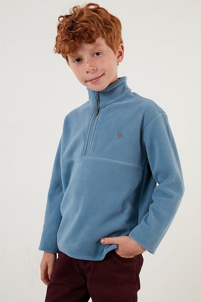 Lela Soft Textured Zippered Stand Collar Winter Fleece Unisex Children's Fleece 5905002