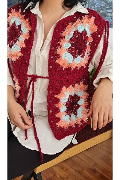 EHF LifeStyle EL ÖRGÜSÜ HIRKA YELEK/ MOTİFLİ YELEK / KADIN YELEK