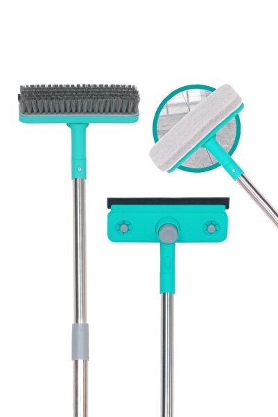 SMARTER Saplı Fırça Ve Sünger Seti Teleskopik Mop