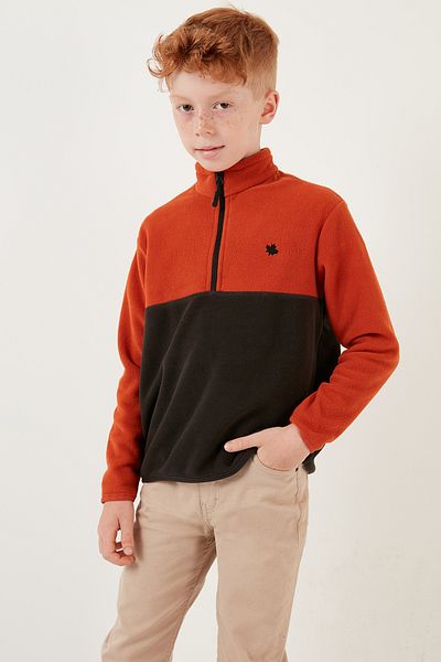 Lela Μαλακή υφή με μισό φερμουάρ Color Block Stand γιακά Fleece Unisex Παιδικό Fleece 5905004