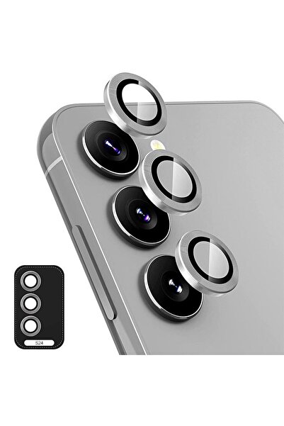 Fibaks Samsung Galaxy S24 Plus Uygulama Aparatlı 3 Parça Kamera Lens Koruyucu Cam Kamera Koruma