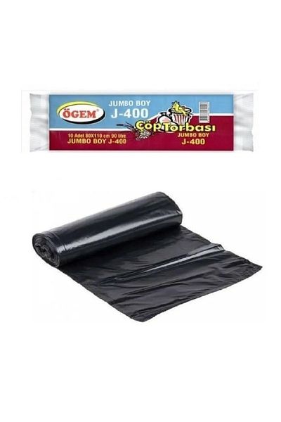 Mu Art J-400 Jumbo Size Garbage Bag 80 X 110 Cm 10 Pieces Rolls X 1 Pack = 10 Pieces (BLACK)