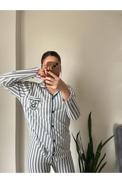 IŞILTI Set pijamale cu mâneci lungi în dungi