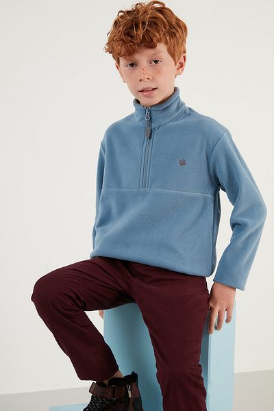 Lela Soft Textured Zippered Stand Collar Winter Fleece Unisex Children's Fleece 5905002
