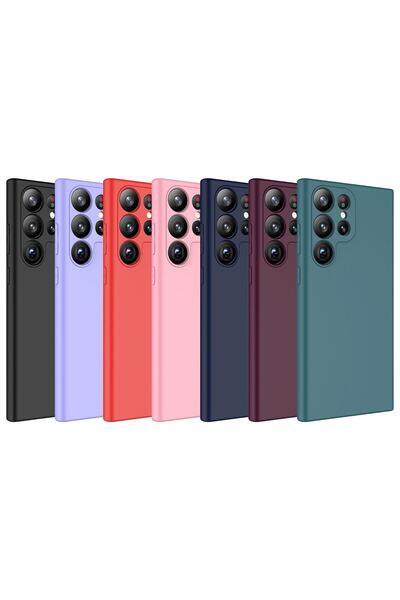 Fibaks Samsung Galaxy S23 Ultra Kılıf Kamera Çıkıntılı Içi Kadife Lansman Yumuşak Dokulu Silikon Kapak