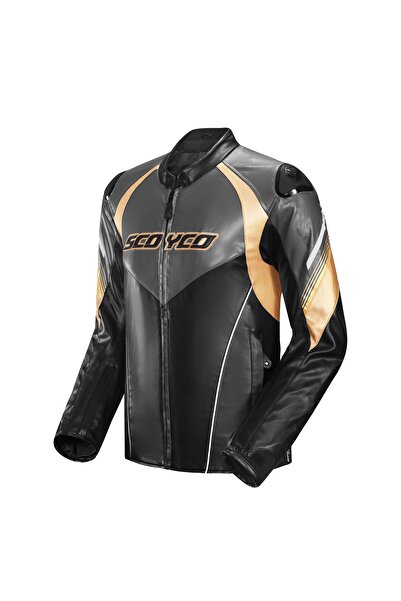 Scoyco JK187 4 MEVSİM DERİ MONT BLACK-GOLD