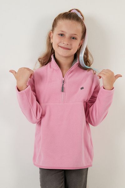 Lela Soft Textured Zippered Stand Collar Winter Fleece Unisex Children's Fleece 5905002