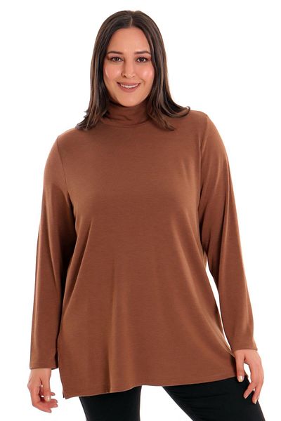 Trend42plus Turtleneck Brown Knitwear