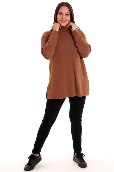 Trend42plus Turtleneck Brown Knitwear