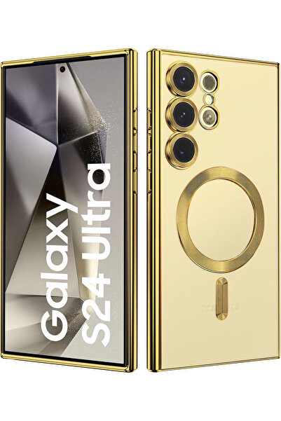 Fibaks Samsung Galaxy S24 Ultra Kılıf Kamera Lens Korumalı Magsafe Şarj Kilifi Şeffaf Renkli Yumuşak Kapak