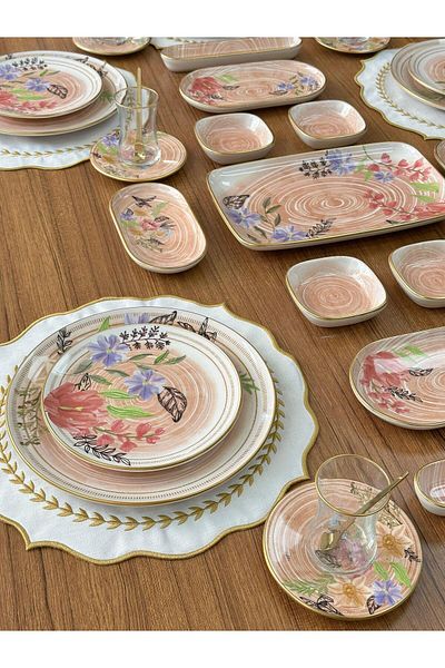 MD MİMOZA DEKOR Spring Breakfast Set for 6 People - 47 Pieces