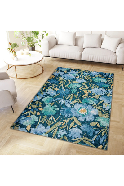 Rugs Modern Halı سجادة زخرفية منسوجة بنمط الزهور الخضراء الزرقاء من North Col...