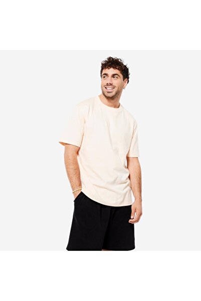 Decathlon Domyos Erkek Bej Fitness Tişörtü - Essentials 500