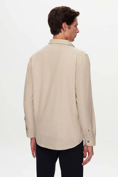 D'S Damat Μπεζ μονόχρωμο πουκάμισο Ds Damat Comfort