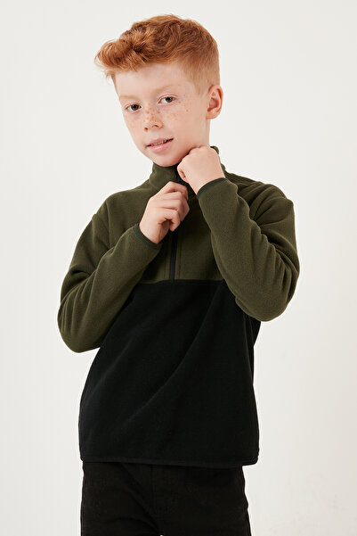 Lela Μαλακή υφή με μισό φερμουάρ Color Block Stand γιακά Fleece Unisex Παιδικό Fleece 5905004