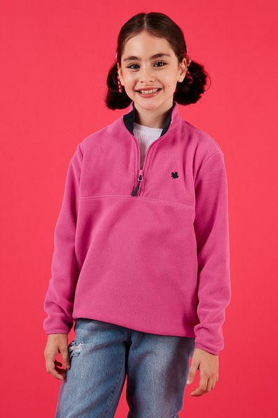 Lela Soft Textured Zippered Stand Collar Winter Fleece Unisex Children's Fleece 5905002
