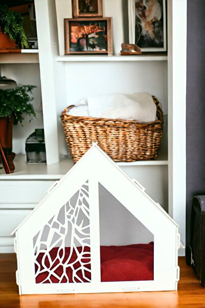 Pandogo Köpek Kulübesi Ahşap Köpek Evi Beyaz Renk Model 1