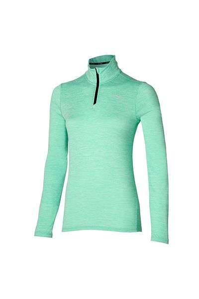 MIZUNO Hanorac cu mânecă lungă pentru femei Impulse Core, cu jumătate de fermoar, verde