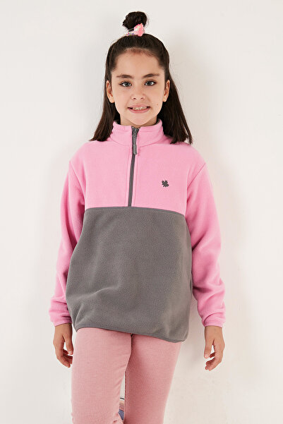 Lela Soft Textured Half Zipper Color Block Stand Collar Polar Unisex Children's Fleece5905004