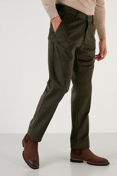 Buratti Men's Velvet Trousers - Normal Waist, Straight Leg, 645Merlin Model