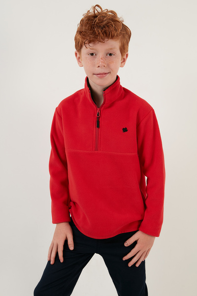 Lela Yumuşak Dokulu Fermuarlı Dik Yaka Şardonlu Kışlık Polar Unisex Çocuk Polar 5905002