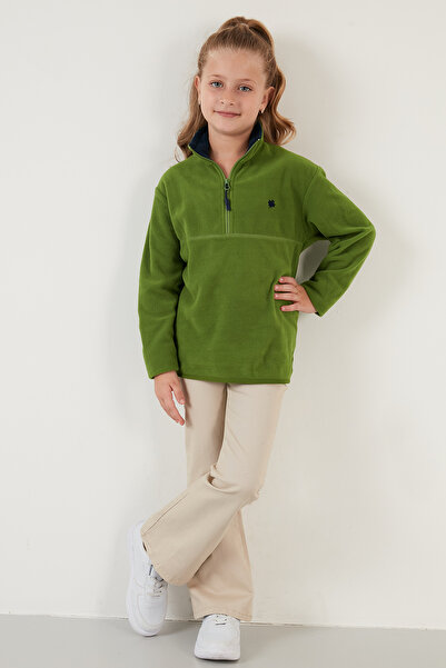 Lela Yumuşak Dokulu Fermuarlı Dik Yaka Şardonlu Kışlık Polar Unisex Çocuk Polar 5905002